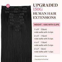 Goo Goo Clip In Hair Extensions Real Human Hair Remy Human Hair Extensions Clip Ins For Women Natural Human Hair 22Inch 150G