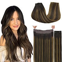 Goo Goo Wire Hair Extensions Human Hair 262 Dark Brown With Chestnut Brown Balayage 16Inch 125G Invisible Wire Hair Extensio