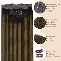 Goo Goo Wire Hair Extensions Human Hair 262 Dark Brown With Chestnut Brown Balayage 16Inch 125G Invisible Wire Hair Extensio