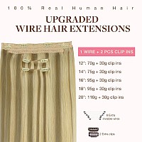 Goo Goo Wire Hair Extensions Human Hair 1622 Light Blondewith Mix Golden Blonde Highlighted 20Inch 140G Invisible Wire Hair E