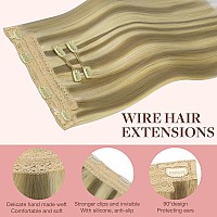 Goo Goo Wire Hair Extensions Human Hair 1622 Light Blondewith Mix Golden Blonde Highlighted 20Inch 140G Invisible Wire Hair E