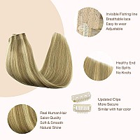 Goo Goo Wire Hair Extensions Human Hair 1622 Light Blondewith Mix Golden Blonde Highlighted 20Inch 140G Invisible Wire Hair E