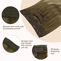 Goo Goo Wire Hair Extensions Human Hair 38613 Walnut Brown With Ash Brown And Bleach Blonde Balayage 16Inch 125G Invisible W