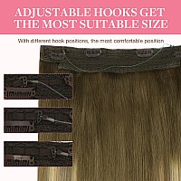 Goo Goo Wire Hair Extensions Human Hair 38613 Walnut Brown With Ash Brown And Bleach Blonde Balayage 16Inch 125G Invisible W