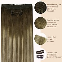 Goo Goo Wire Hair Extensions Human Hair 38613 Walnut Brown With Ash Brown And Bleach Blonde Balayage 16Inch 125G Invisible W