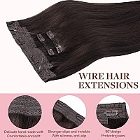 Goo Goo Wire Hair Extensions Human Hair 2A Light Brown Natural 14Inch 105G Invisible Wire Hair Extensions With Transparent Se