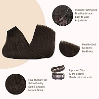 Goo Goo Wire Hair Extensions Human Hair 2A Light Brown Natural 14Inch 105G Invisible Wire Hair Extensions With Transparent Se