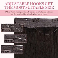 Goo Goo Wire Hair Extensions Human Hair 2 Dark Brown Natural 16Inch 125G Invisible Wire Hair Extensions With Transparent Seam