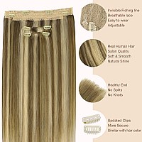 Goo Goo Wire Hair Extensions Human Hair 8A22 Medium Brown Mix Golden Blonde Highlighted 16Inch 125G Invisible Wire Hair Exten