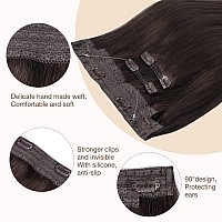 Goo Goo Wire Hair Extensions Human Hair 2A Light Brown Natural 12Inch 100G Invisible Wire Hair Extensions With Transparent Se