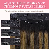 Goo Goo Wire Hair Extensions Human Hair 1B61B Natural Black With Chestnut Brown Balayage 20Inch 140G Invisible Wire Hair Ext