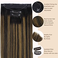 Goo Goo Wire Hair Extensions Human Hair 1B61B Natural Black With Chestnut Brown Balayage 20Inch 140G Invisible Wire Hair Ext