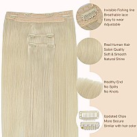 Goo Goo Wire Hair Extensions Human Hair 60A Platinum Blonde Natural 16Inch 125G Invisible Wire Hair Extensions With Transparen