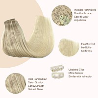 Goo Goo Wire Hair Extensions Human Hair 172260 Ash Blonde With Golden Blonde And Platinum Blonde Balayage 14Inch 105G Invisi