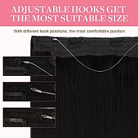 Goo Goo Wire Hair Extensions Human Hair 1B Natural Black Natural 20Inch 140G Invisible Wire Hair Extensions With Transparent