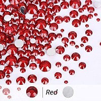 10400Pcs Red Resin Flat Back Rhinestones Round Nonhotfix Jelly Ab Nail Gems Rhinestone With Tweezer And Picker Pencil For Craf