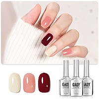 Gaoy Gel Nail Polish Kit 3 Colors 16Ml Jelly Pink Off White Red Sheer Soak Off Uv Gel Polish Set Creamy Berry