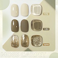 Gaoy Gel Nail Polish Kit 3 Colors 16Ml Moss Green Gold Glitter Soak Off Uv Gel Polish Set Moss Carpet