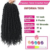 9 Packs Passion Twist Crochet Hair 14 Inch Pre Looped Crochet Passion Twist Hair Pretwisted Passion Twist Hair Bohemian Short P