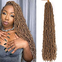 Blonde Faux Locs Crochet Braids Hair 7 Packs Goddess Locs Crochet Hair Curly Wavy Soft Locs Braiding Hair for Women Pre-looped Synthetic Afro Roots Braid Collection Extended (26 Inch (Packs of 7), 27#)