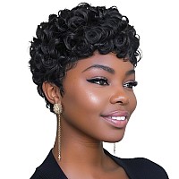 Docute Short Pixie Cut Wig For Black Women Short Afro Natural Black Pixie Wigs Short Pixie Wig Short Pixie Wigs For Black Women