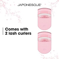 Japonesque Travel Eyelash Curler Pink Pack Of 2 Plastic Eyelash Curlers For Travel Makeup Comes With Bonus Replacement Las