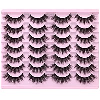 Eyelashes Natural Look 16Mm Faux Mink Lashes Fluffy Cat Eye Wispy Eyelashes 6D Volume False Lashes Pack By Kiromiro