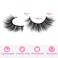 Eyelashes Natural Look 16Mm Faux Mink Lashes Fluffy Cat Eye Wispy Eyelashes 6D Volume False Lashes Pack By Kiromiro