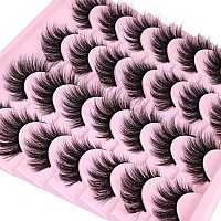 Eyelashes Natural Look 16Mm Faux Mink Lashes Fluffy Cat Eye Wispy Eyelashes 6D Volume False Lashes Pack By Kiromiro