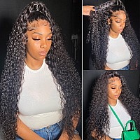 Curly Lace Front Wig Human Hair 28Inch 13X4 Transparent Deep Wave Lace Front Wigs Human Hair Glueless Frontal Wigs Human Hair F