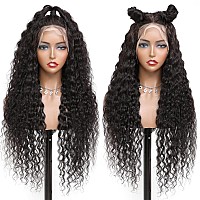 Curly Lace Front Wig Human Hair 28Inch 13X4 Transparent Deep Wave Lace Front Wigs Human Hair Glueless Frontal Wigs Human Hair F