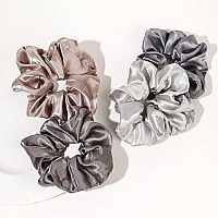 Satin Silk Scrunchies For Thick Curly Hair Big Pony Tails Hair Bands No Crease Ponytail Holders For Girls And Women