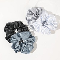 Satin Silk Scrunchies For Thick Curly Hair Big Pony Tails Hair Bands No Crease Ponytail Holders For Girls And Women