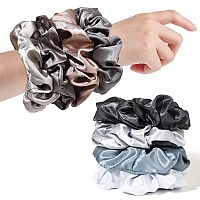 Satin Silk Scrunchies For Thick Curly Hair Big Pony Tails Hair Bands No Crease Ponytail Holders For Girls And Women