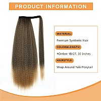 Wignee Kinky Straight Ponytail Wrap Around Long Ponytail Extension Natural Black Yaki Ponytail Extension For Black Women Pony Ta