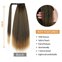 Wignee Kinky Straight Ponytail Wrap Around Long Ponytail Extension Natural Black Yaki Ponytail Extension For Black Women Pony Ta