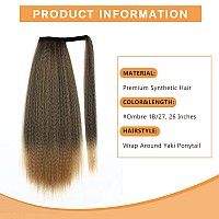 Wignee Kinky Straight Ponytail Wrap Around Long Ponytail Extension Natural Black Yaki Ponytail Extension For Black Women Pony Ta