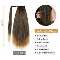 Wignee Kinky Straight Ponytail Wrap Around Long Ponytail Extension Natural Black Yaki Ponytail Extension For Black Women Pony Ta