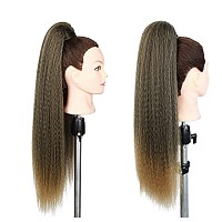 Wignee Kinky Straight Ponytail Wrap Around Long Ponytail Extension Natural Black Yaki Ponytail Extension For Black Women Pony Ta