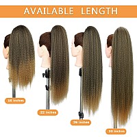 Wignee Kinky Straight Ponytail Wrap Around Long Ponytail Extension Natural Black Yaki Ponytail Extension For Black Women Pony Ta