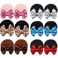 Cellelection 12 Pcs Sequin Mouse Ears Hair Clips Glitter Hair Bows Cute Mice Ears Hair Clips Barrettes For Women Girls Hair Acce