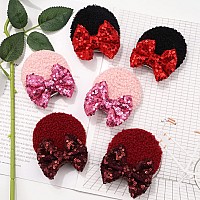 Cellelection 12 Pcs Sequin Mouse Ears Hair Clips Glitter Hair Bows Cute Mice Ears Hair Clips Barrettes For Women Girls Hair Acce