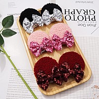 Cellelection 12 Pcs Sequin Mouse Ears Hair Clips Glitter Hair Bows Cute Mice Ears Hair Clips Barrettes For Women Girls Hair Acce