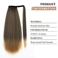 Wignee Kinky Straight Ponytail Wrap Around Long Ponytail Extension Natural Black Yaki Ponytail Extension For Black Women Pony Ta