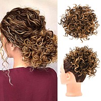 Hoojih Curly Hair Bun Messy Bun Hair Piece Elastic Drawstring Messy Bun Large Full Hair Bun Extension Hairpiece Short Synthetic