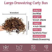 Hoojih Curly Hair Bun Messy Bun Hair Piece Elastic Drawstring Messy Bun Large Full Hair Bun Extension Hairpiece Short Synthetic