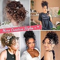 Hoojih Curly Hair Bun Messy Bun Hair Piece Elastic Drawstring Messy Bun Large Full Hair Bun Extension Hairpiece Short Synthetic