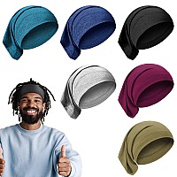 6 Pieces Unisex Dreadlocks Accessories Spandex Tube Caps Elastic Long Hair Wraps Headbands For Men And Women 6 Retro Colors