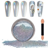 Laza Chrome Nail Powder Mirror Effect Metallic Dust Holographic Glitter Glazed Manicure Decoration Reflective Pigment For Diy Ge