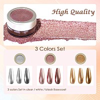 Laza 3 Colors Chrome Nail Powder Mirror Effect Metallic Dust Holographic Glitter Glazed Manicure Decoration Reflective Pigment F